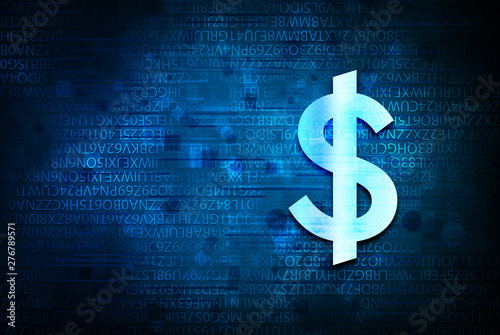 Dollar sign icon abstract blue background illustration design