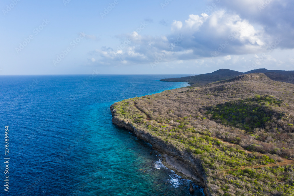 Aerial view over St. Martha bay on the western side of  Curaçao/Caribbean /Dutch Antilles