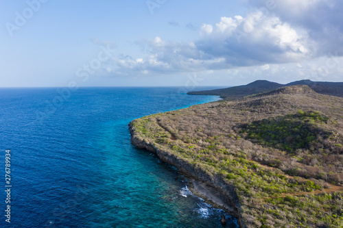 Aerial view over St. Martha bay on the western side of Curaçao/Caribbean /Dutch Antilles