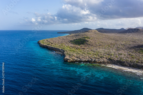 Aerial view over St. Martha bay on the western side of Curaçao/Caribbean /Dutch Antilles