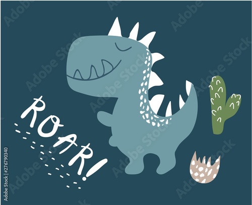 Fototapeta Naklejka Na Ścianę i Meble -  cute dinosaur print . childish vector illustration for kids t shirt, clothes