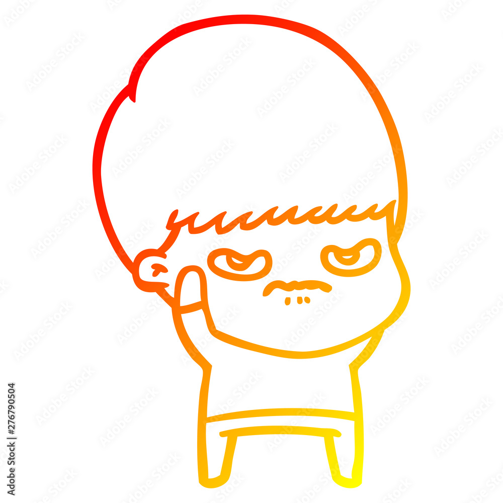warm gradient line drawing annoyed cartoon boy warm gradient line drawing annoyed cartoon boy