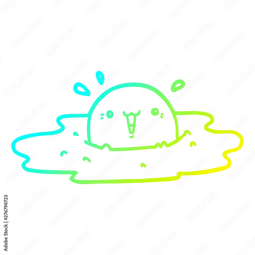 cold gradient line drawing cute cartoon fried egg