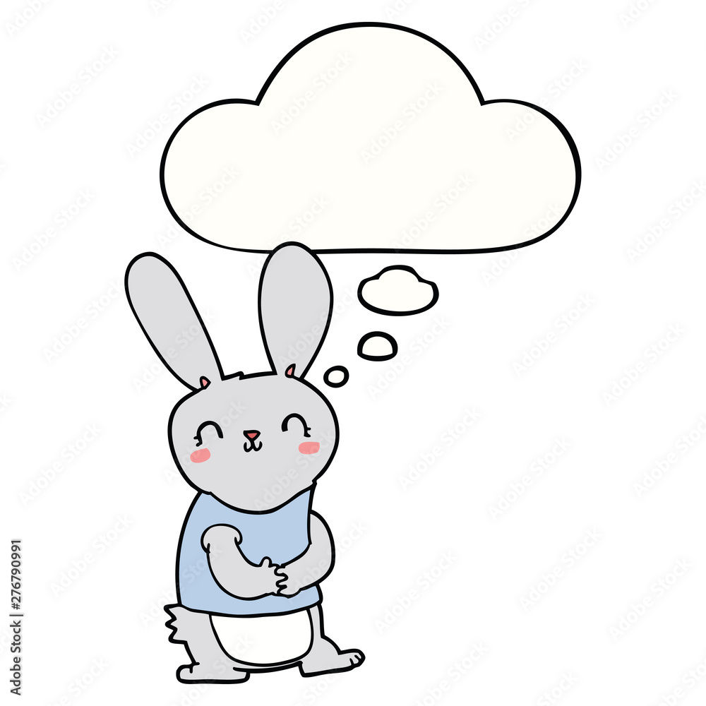 cute cartoon rabbit and thought bubble cute cartoon rabbit and thought bubble
