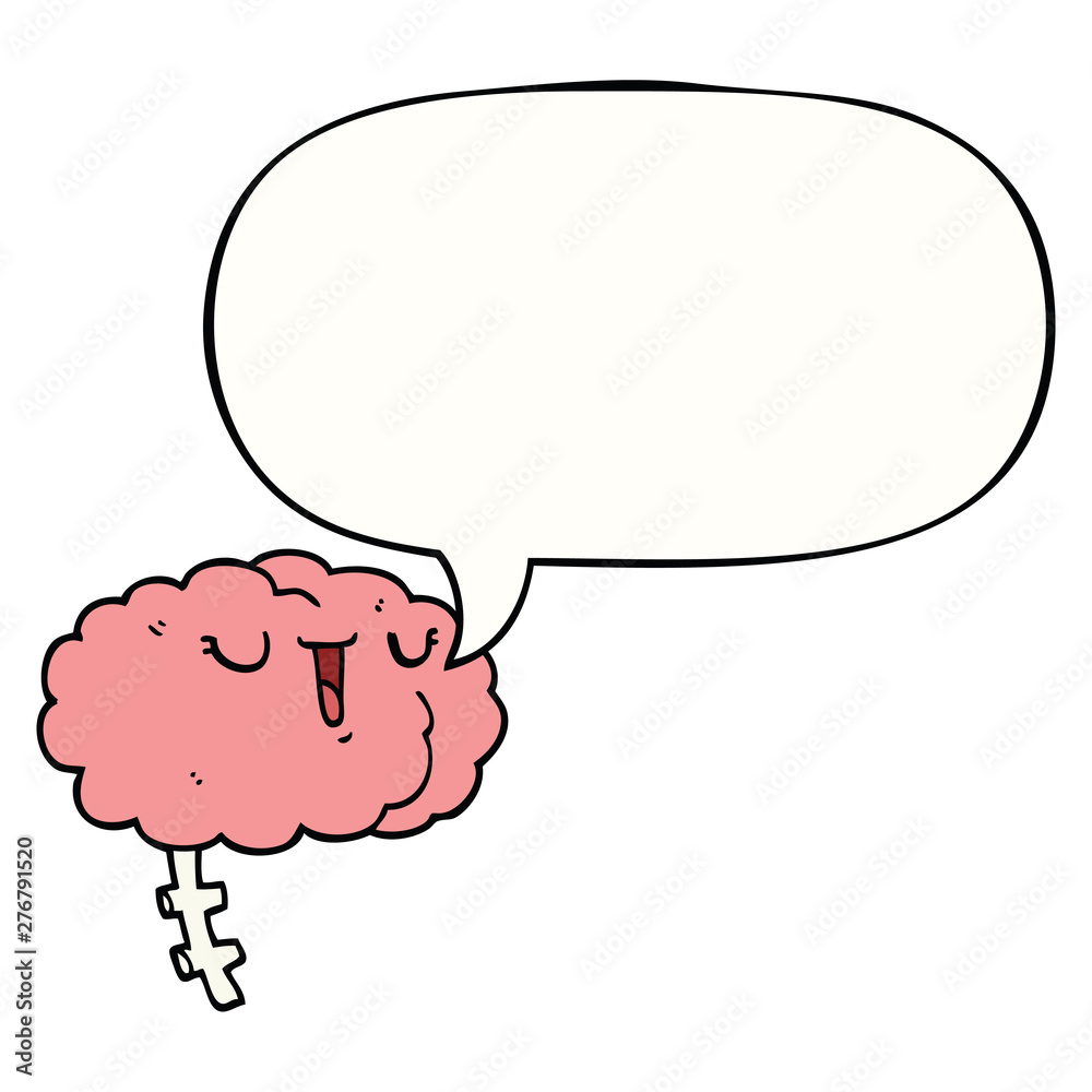 happy cartoon brain and speech bubble happy cartoon brain and speech bubble