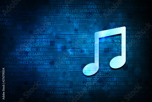 Music note icon abstract blue background illustration design