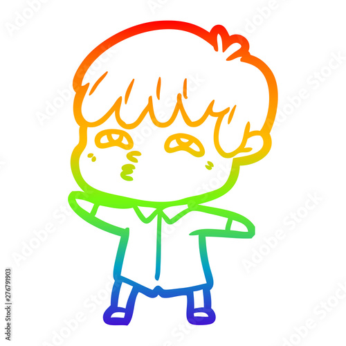 rainbow gradient line drawing cartoon curious man