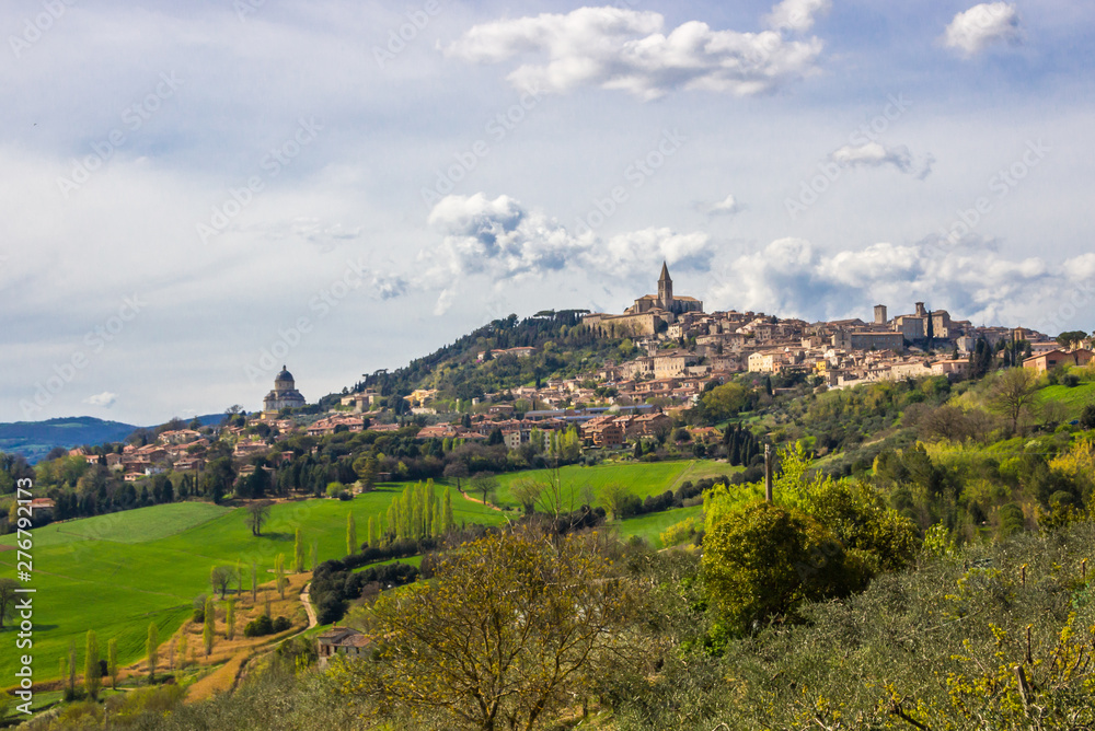 Todi medieval town on the hill in Umbria in Italy