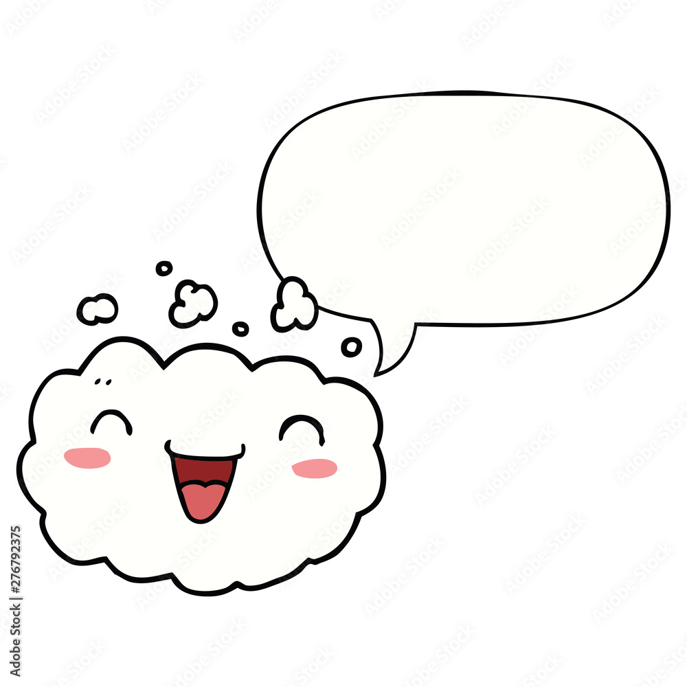 happy cartoon cloud and speech bubble happy cartoon cloud and speech bubble