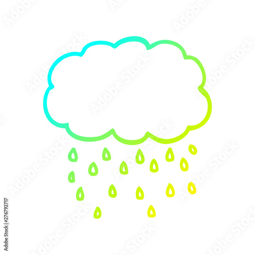 cold gradient line drawing cartoon cloud raining