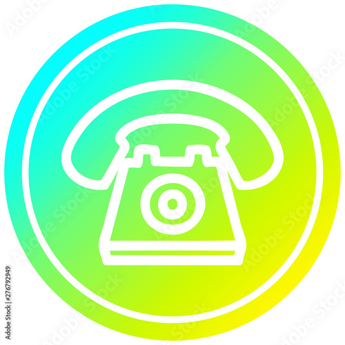 old telephone circular in cold gradient spectrum