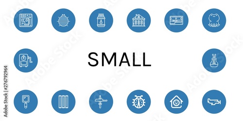 Set of small icons such as Children, Woodlouse, Gas bottle, Izba, Sharpener, Frog, Hand mirror, Toothpick, Sharpening, Ladybug, Laugh room, Small plane, Scent , small