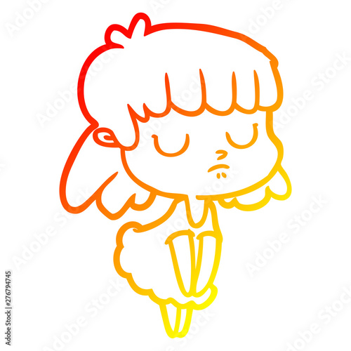 warm gradient line drawing cartoon indifferent woman