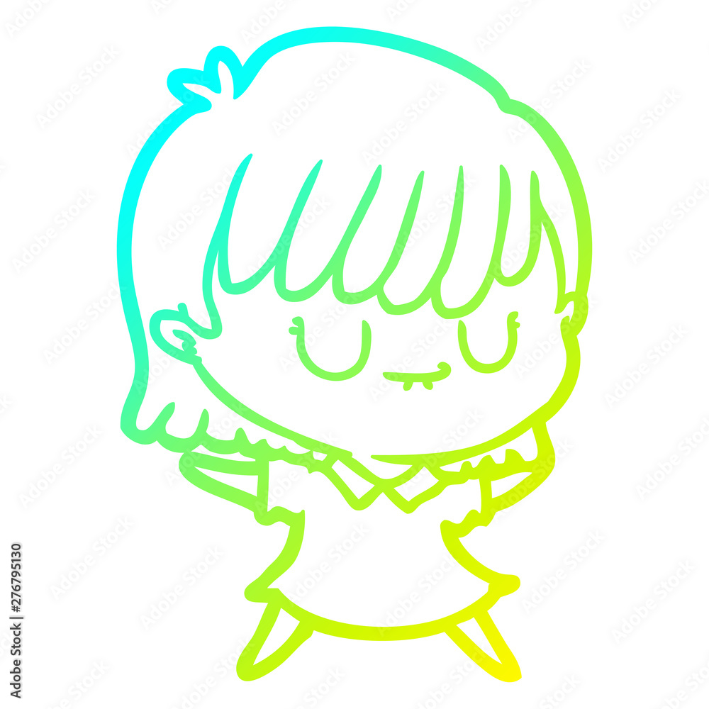 cold gradient line drawing cartoon woman cold gradient line drawing cartoon woman