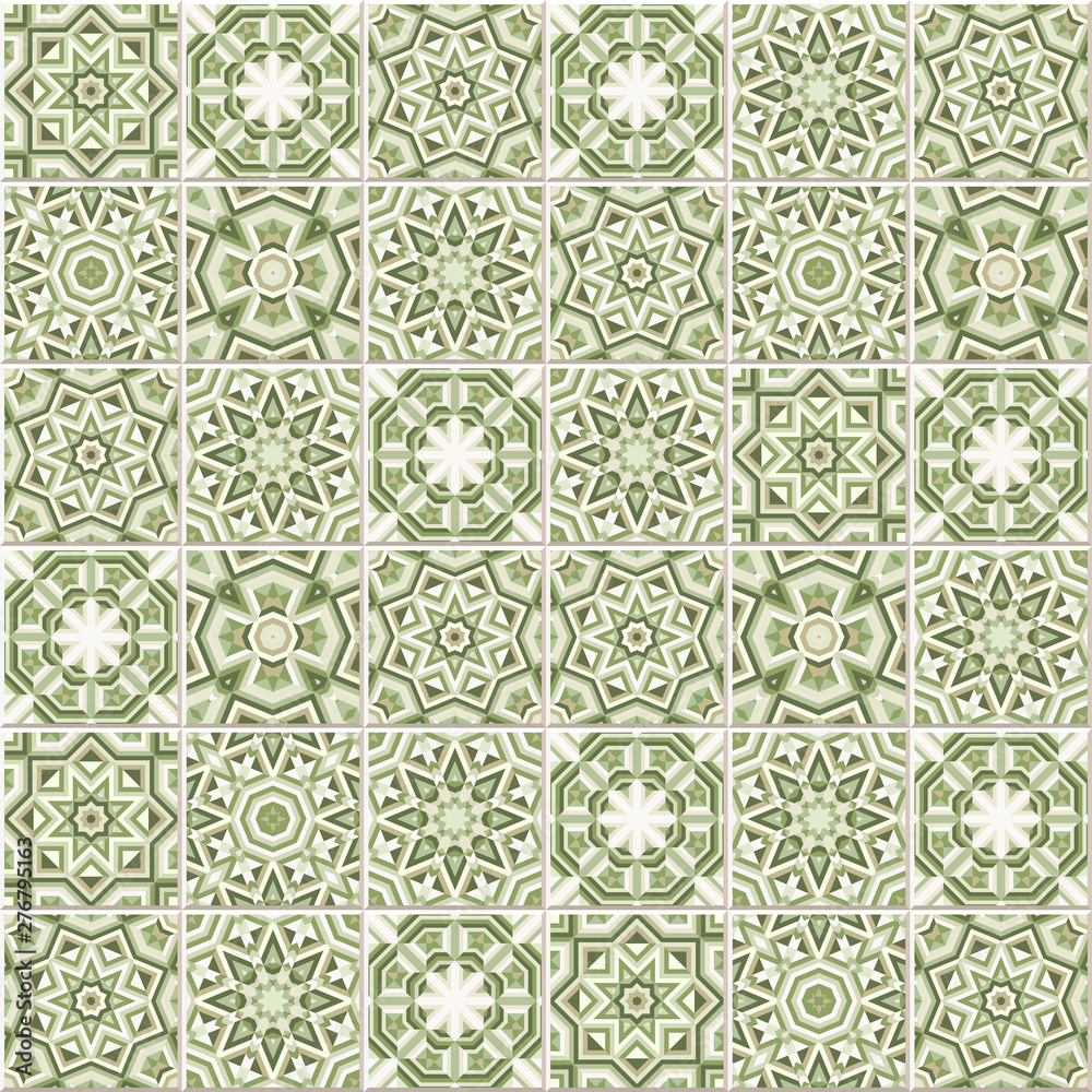 Portuguese floor tiles design, seamless azulejo pattern