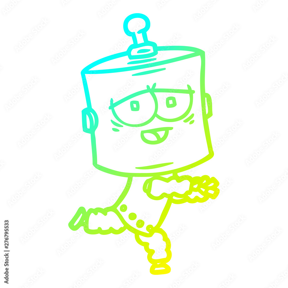 Obraz premium cold gradient line drawing cartoon robot