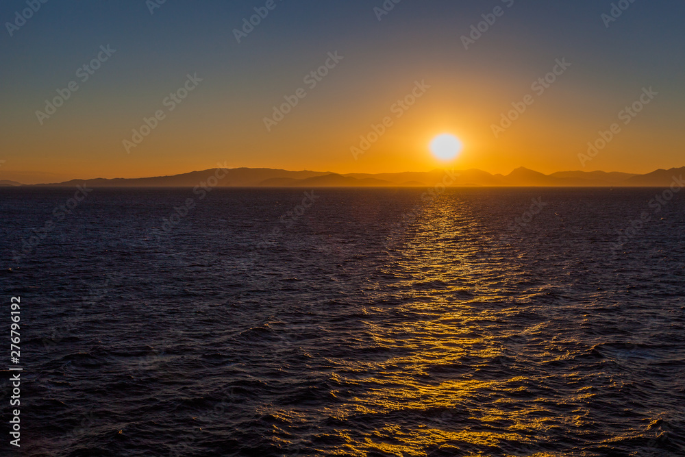 Naklejka premium Spectacular sunset over the Saronic Gulf islands