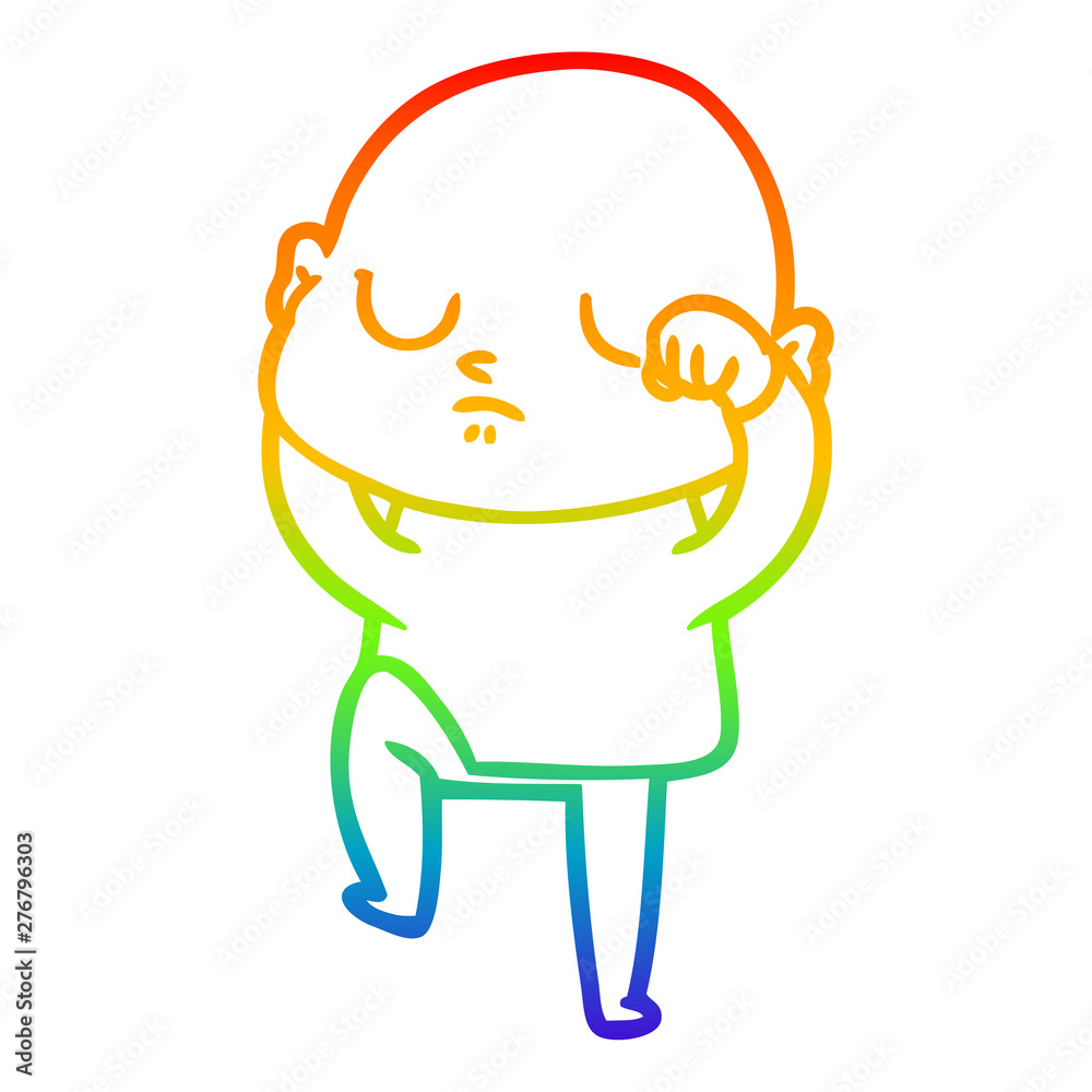 rainbow gradient line drawing cartoon bald man rainbow gradient line drawing cartoon bald man
