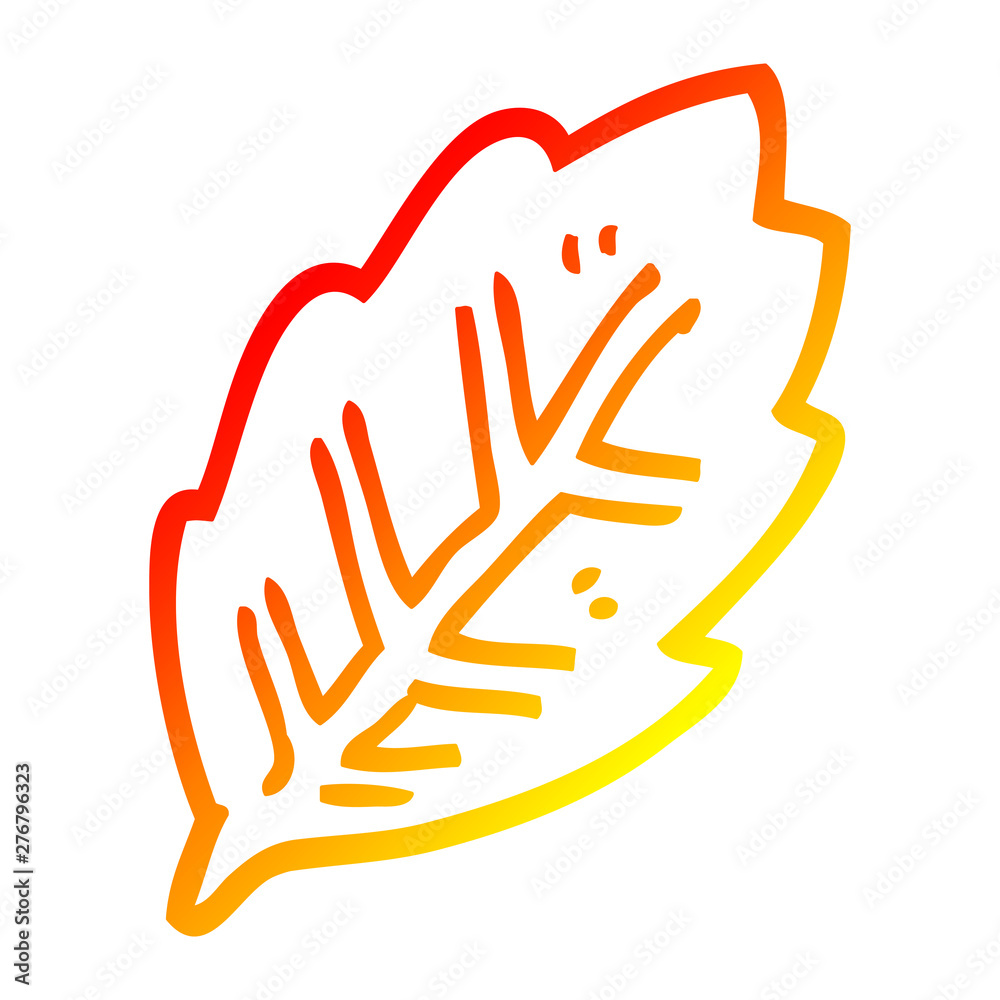 Obraz premium warm gradient line drawing cartoon tree leaf