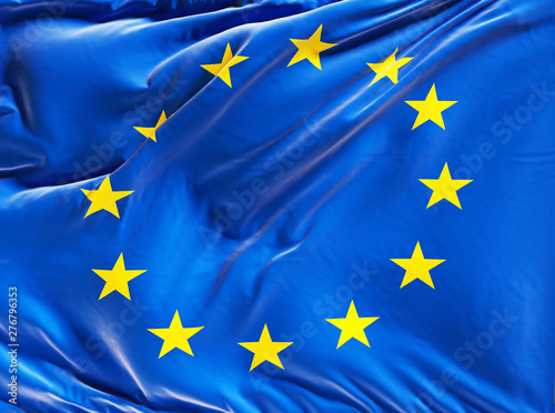 European Union flag. Flag of EU. 3D illustration. 