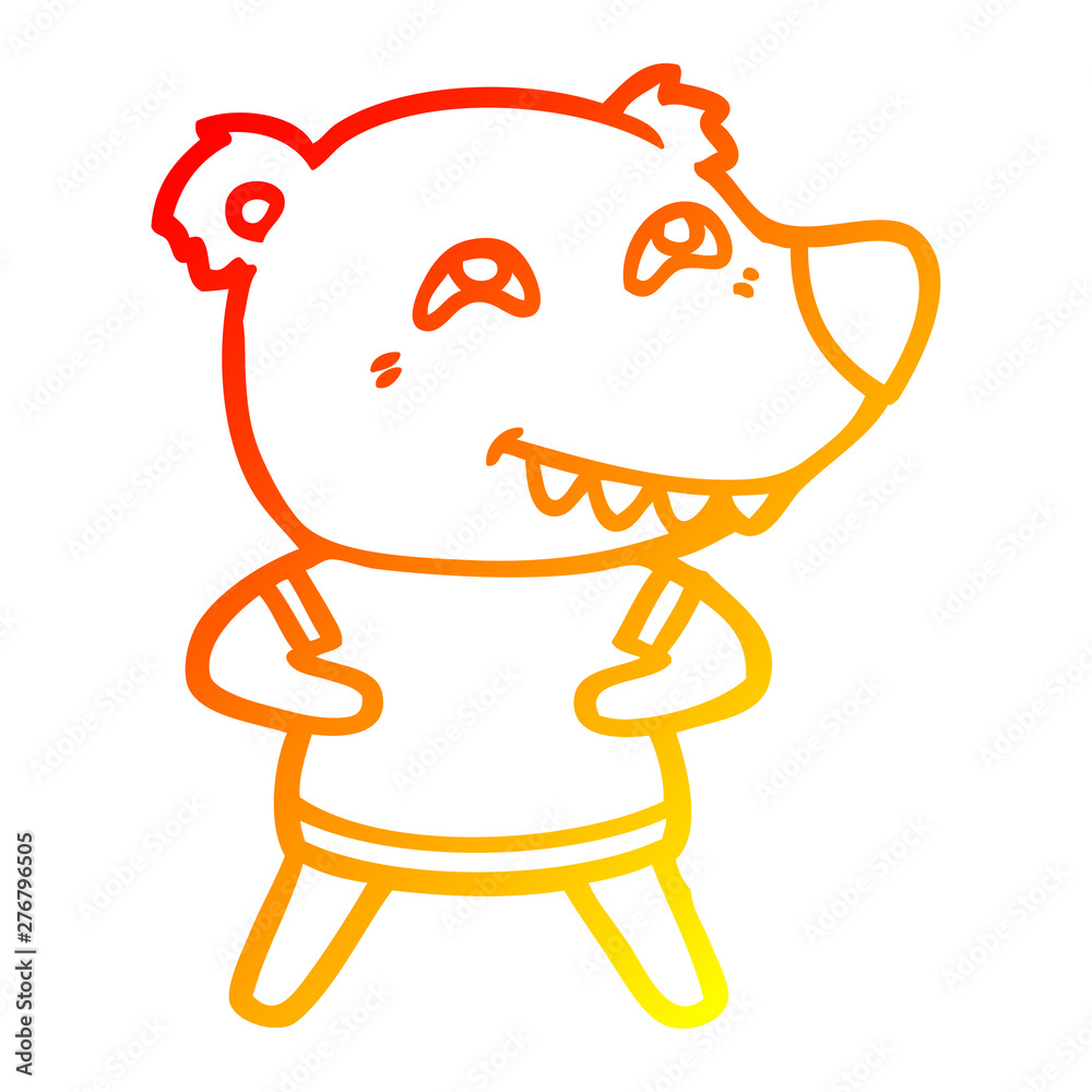 warm gradient line drawing cartoon bear showing teeth warm gradient line drawing cartoon bear showing teeth