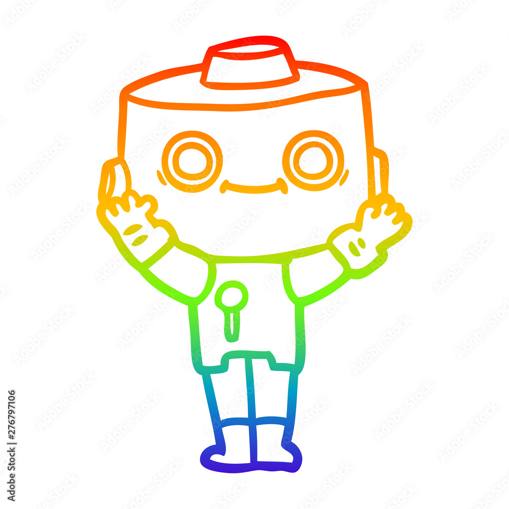 rainbow gradient line drawing cartoon robot rainbow gradient line drawing cartoon robot