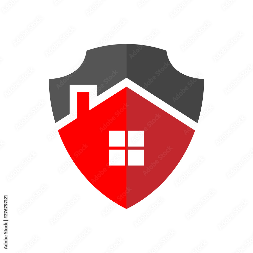 Protection of Home Logo. The image of the house in the form of a shield. Property Protection Concept. EPS 10.