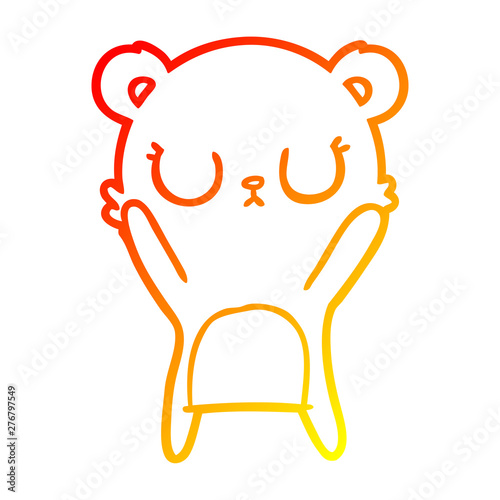 warm gradient line drawing peaceful cartoon bear cub