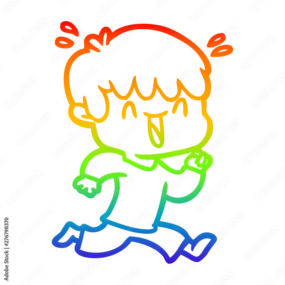 rainbow gradient line drawing cartoon laughing boy rainbow gradient line drawing cartoon laughing boy