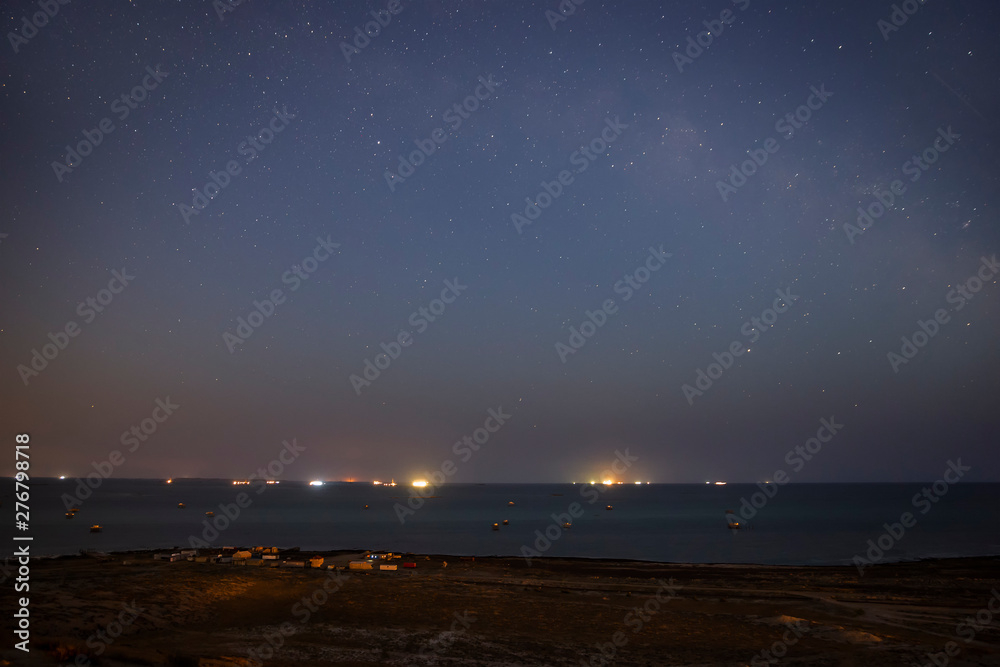 Night sky over the fishing village