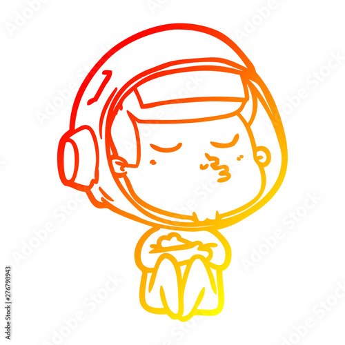 warm gradient line drawing cartoon confident astronaut