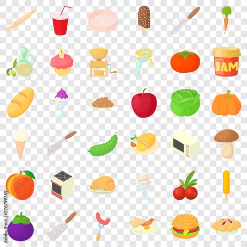 Cooking icons set. Cartoon style of 36 cooking vector icons for web for any design