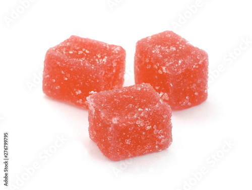 jelly candies isolated on white background. colorful jelly in sugar  photo