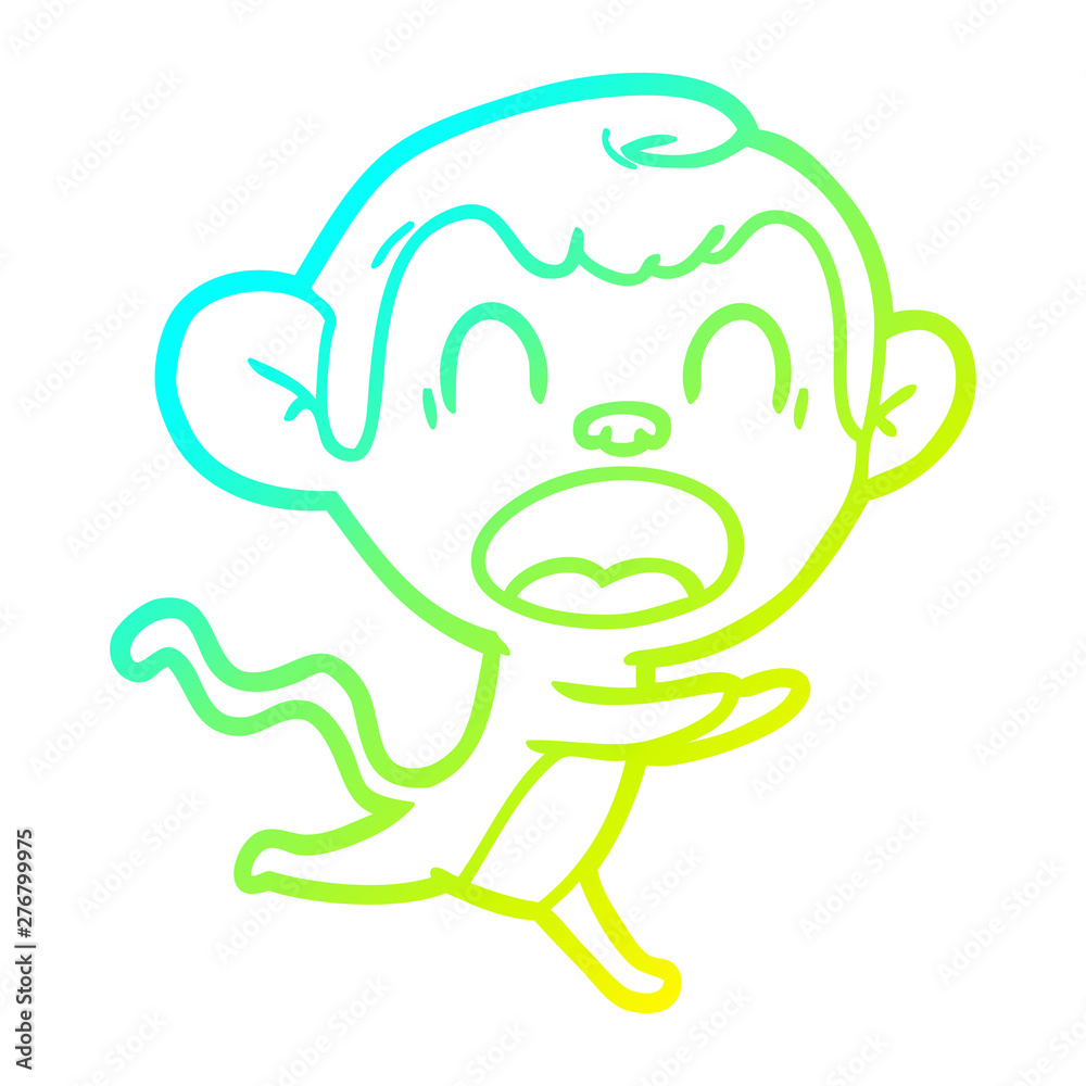cold gradient line drawing shouting cartoon monkey cold gradient line drawing shouting cartoon monkey
