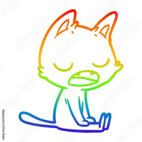 rainbow gradient line drawing talking cat cartoon