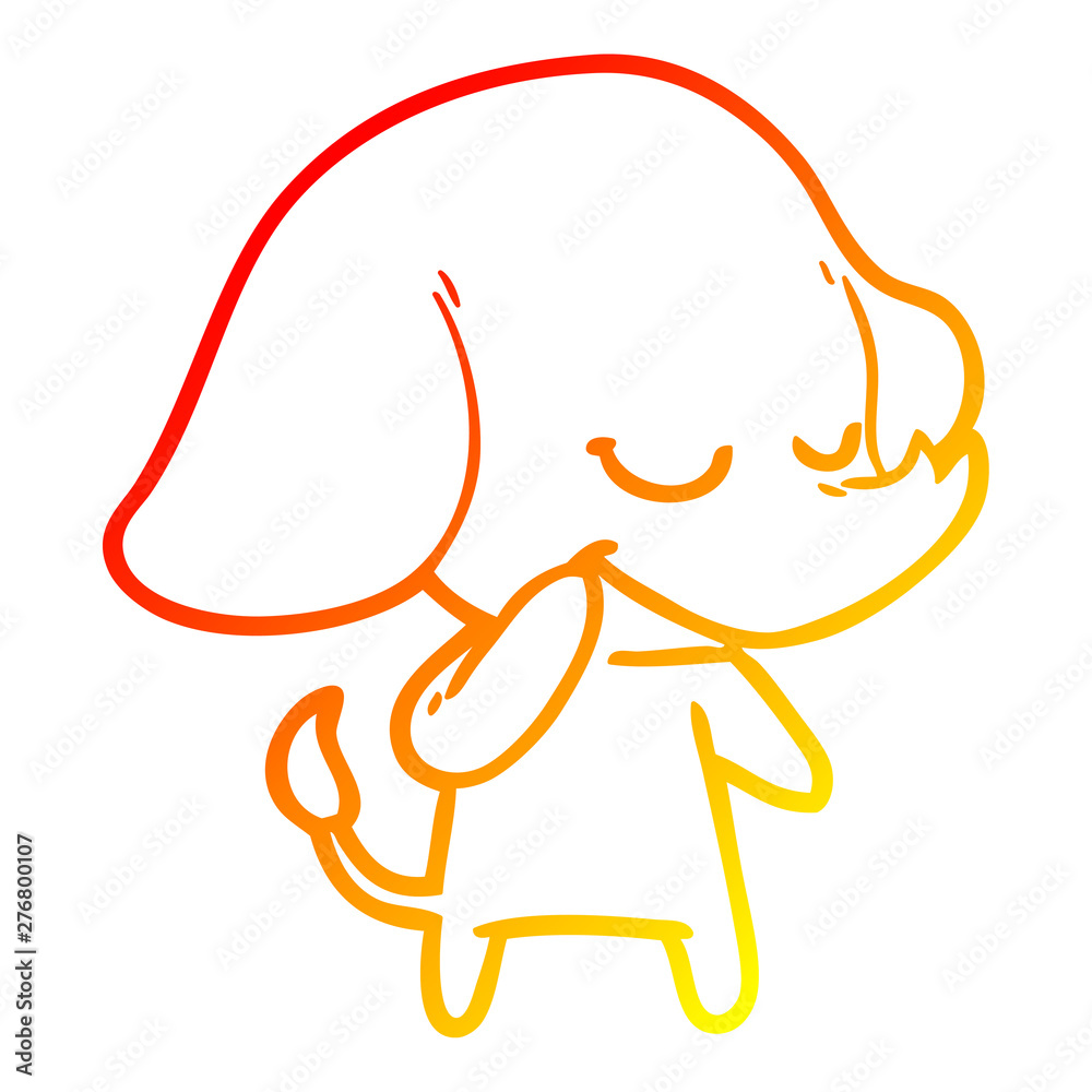 warm gradient line drawing cartoon smiling elephant warm gradient line drawing cartoon smiling elephant