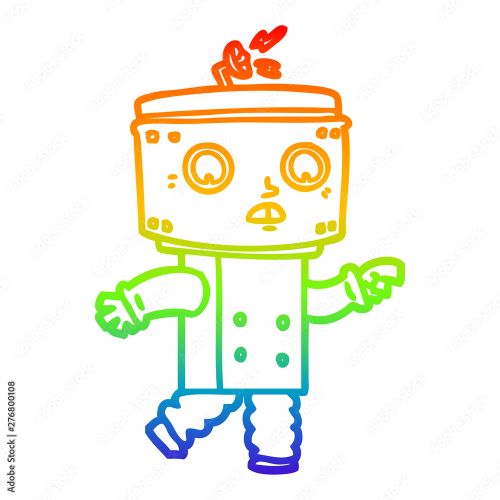 rainbow gradient line drawing cartoon robot pointing rainbow gradient line drawing cartoon robot pointing
