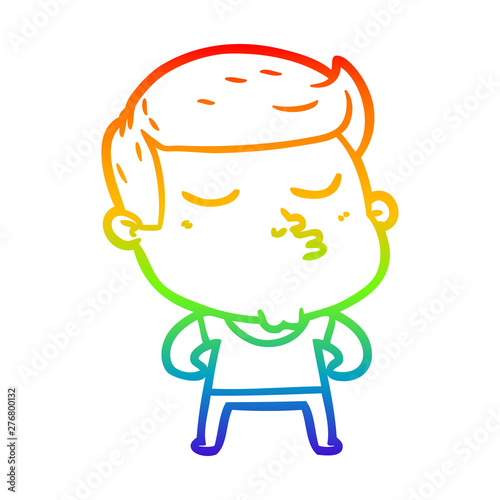 rainbow gradient line drawing cartoon model guy pouting