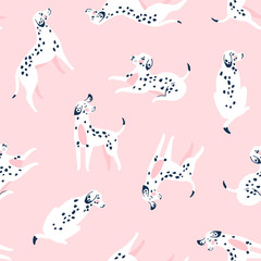 Keuken achterwand Honden patronen Dalmatiërs op roze achtergrond  © Utro na more