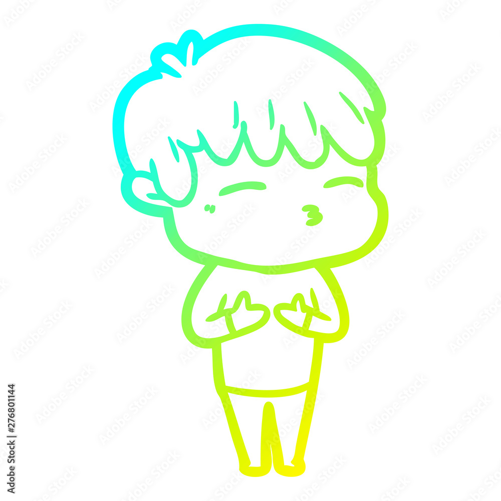 Obraz premium cold gradient line drawing cartoon frustrated man