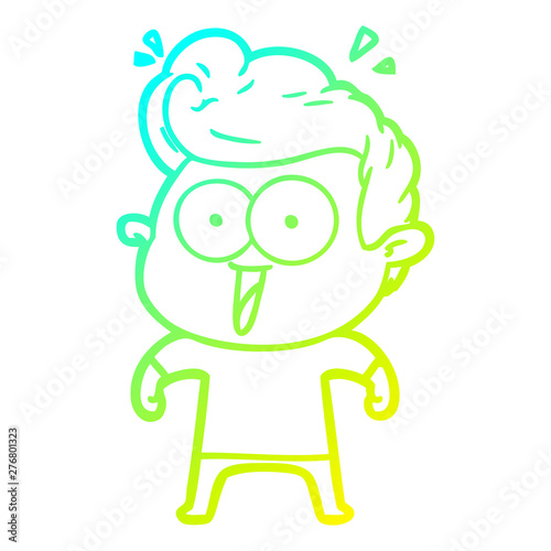 cold gradient line drawing cartoon excited man