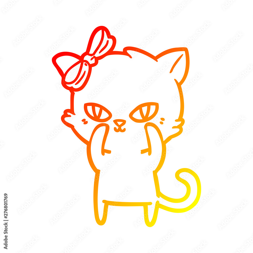 warm gradient line drawing cute cartoon cat warm gradient line drawing cute cartoon cat