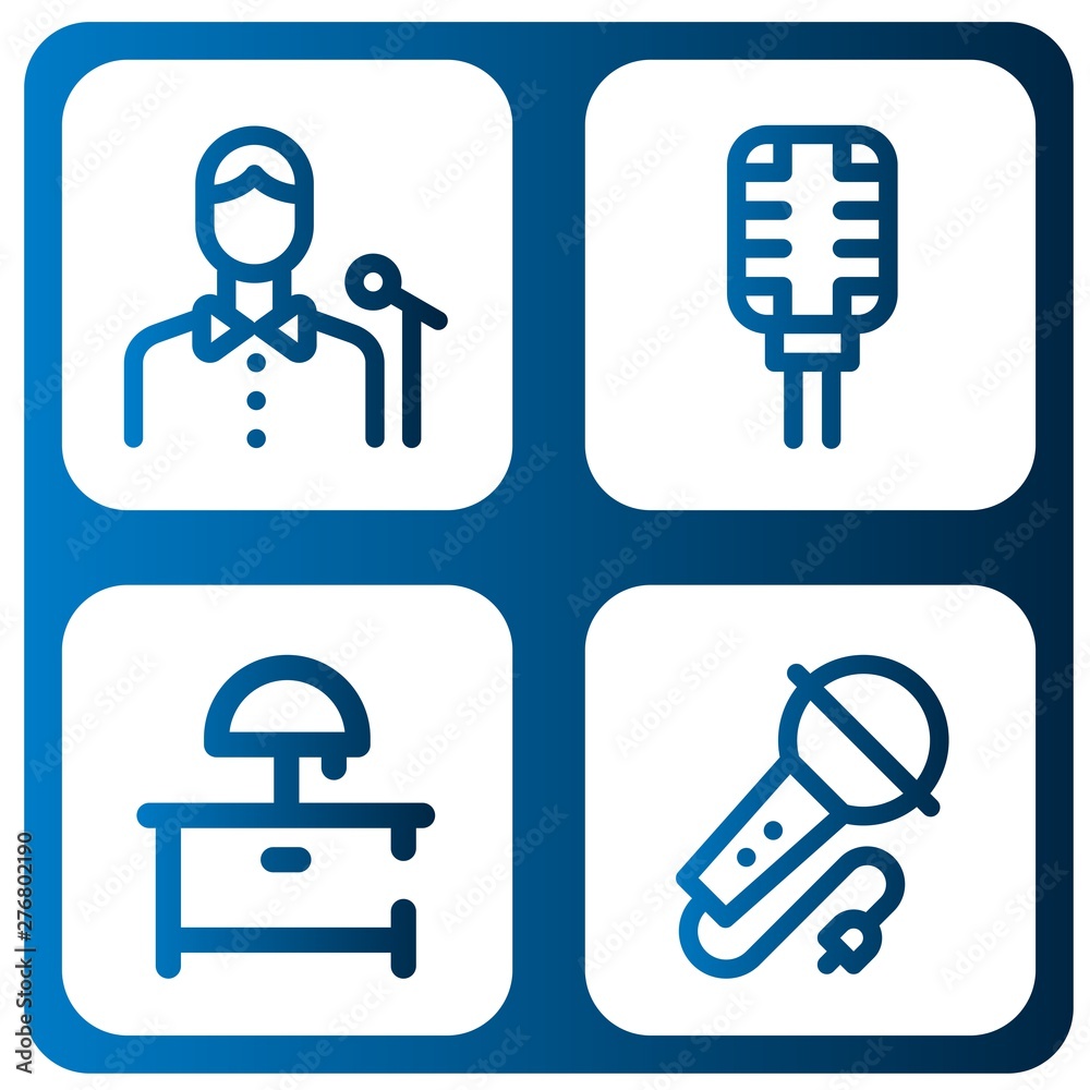Set of mic icons such as Singer, Microphone, Night stand, Karaoke , mic Set of mic icons such as Singer, Microphone, Night stand, Karaoke , mic
