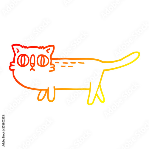 warm gradient line drawing cartoon funny cat