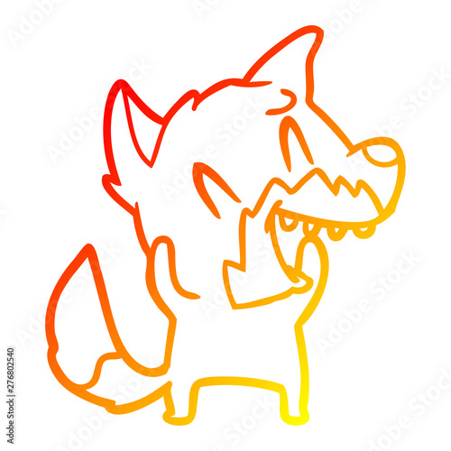 warm gradient line drawing laughing fox cartoon