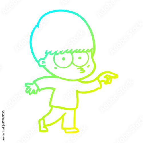 cold gradient line drawing nervous cartoon boy