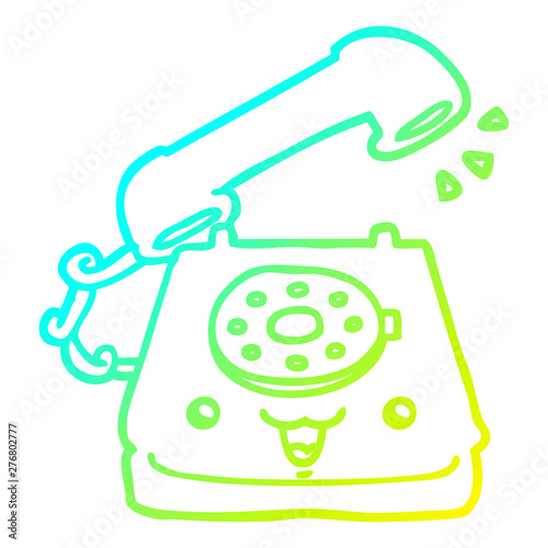 cold gradient line drawing cute cartoon telephone