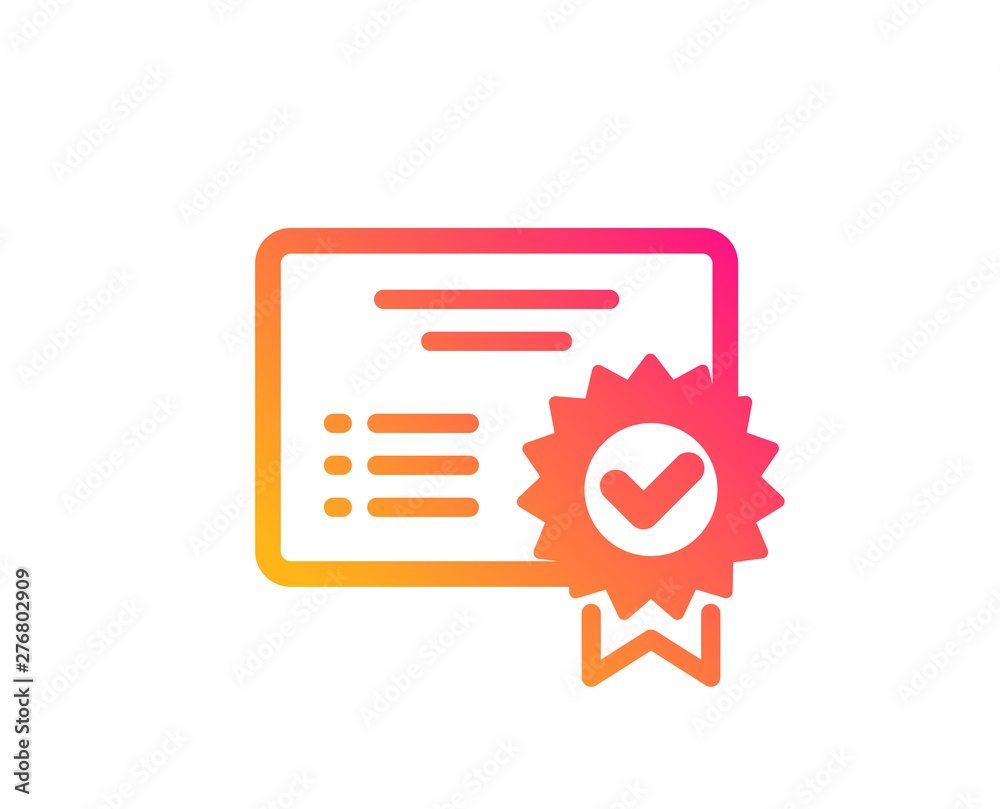 Certificate icon. Verified document sign. Accepted or confirmed symbol. Classic flat style. Gradient certificate icon. Vector Certificate icon. Verified document sign. Accepted or confirmed symbol. Classic flat style. Gradient certificate icon. Vector