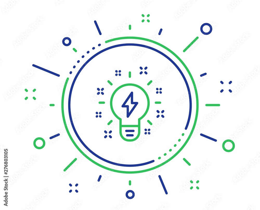 Fototapeta premium Inspiration line icon. Creativity light bulb with lightning bolt sign. Graphic art symbol. Quality design elements. Technology inspiration button. Editable stroke. Vector