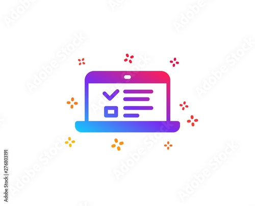 Online Education icon. Notebook or Laptop sign. Web Presentation or Internet Lectures symbol. Dynamic shapes. Gradient design web lectures icon. Classic style. Vector
